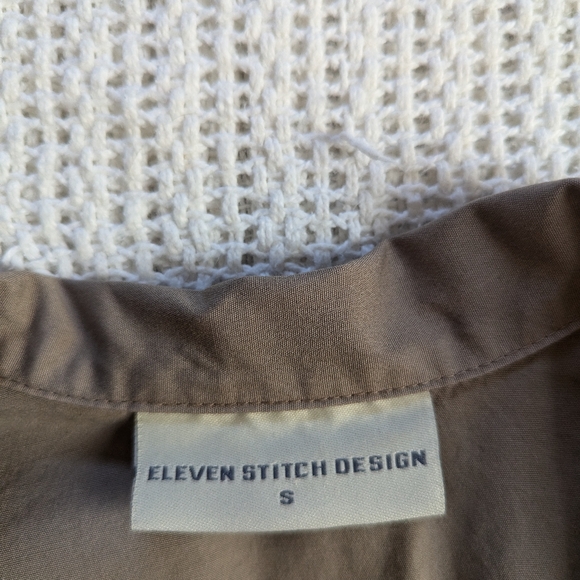 Eleven Stitch Design Top Brown Tunic Oversized Small Button Up 3/4 Sleeve USA - Picture 5 of 11